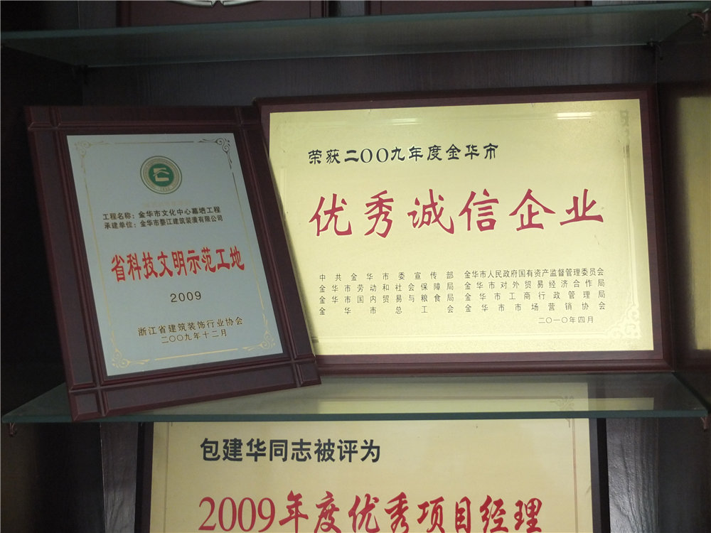 2009年度金华市优秀诚信企业